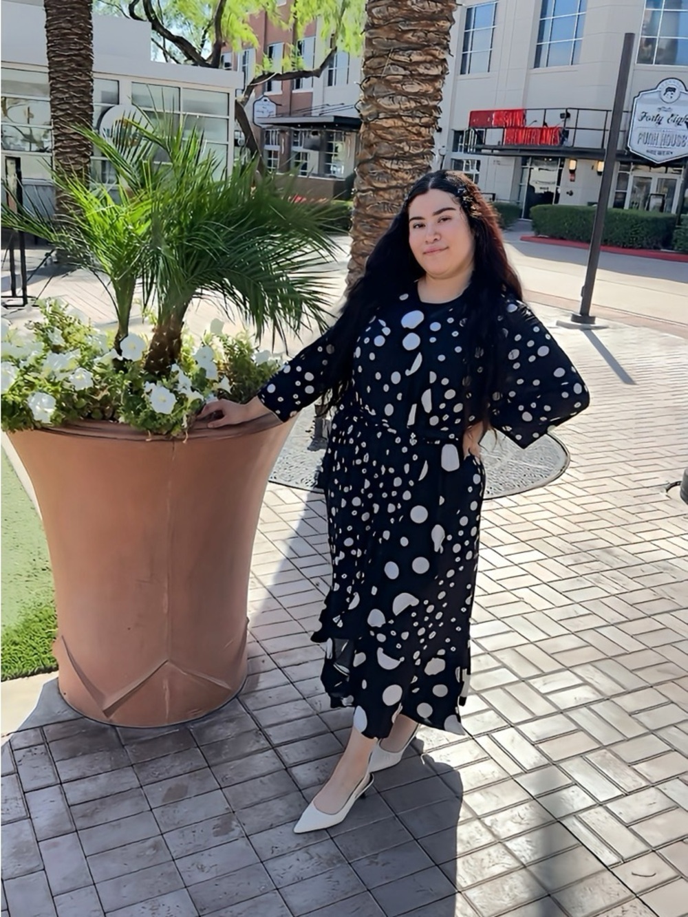 Plus-Size Black & White Polka Dot Wrap Maxi Dress